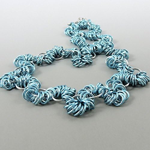 Blue Chainmaille Necklace, Chainmail Jewelry