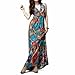 TOPTIE Summer Dress for Women, Flaming Peacock Feather Maxi Dress, Sleeveless Backless Red Long Dress