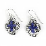 Barse Sterling Silver Lapis Cross Earrings