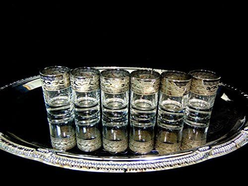 Crystal Goose Versace-inspired Bohemia Platinum 2-Ounce Shot Glasses, Set of 6