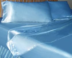 SilkNOW 100% Pure Silk Seamless Sheet Set Queen Sky Blue