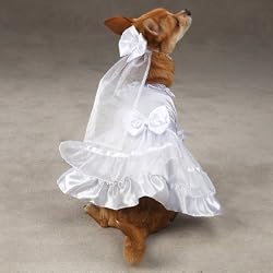 East Side Collection Polyester Yappily Ever After Dog Wedding Dress, Small, 12-Inch, White