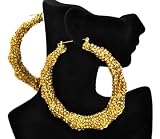 Allover Iced Out Basketball Wives Paparazzi Earrings 2022 Gold 88mm