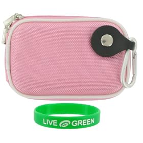 Nylon Hard Shell Carrying Case (Pink) for Sony Cybershot DSC-W220 Digital Camera Silver