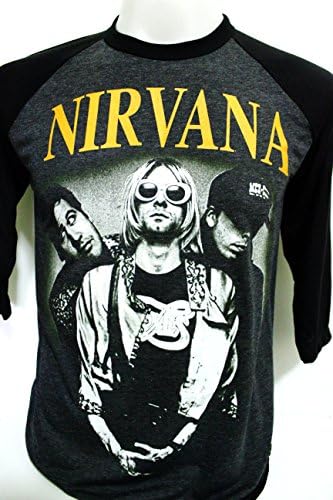Nirvana Rock 3/4 Baseball T-shirt Size M Gray - Black