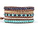Carolyn Jane's Jewelry Leather Wrap Bracelet with Synthetic-Turquoise and Blue Beads
