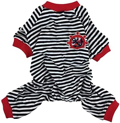 Pet Cartoon Striped Cotton Pajamas Small Jumpsuit Coat Shirt Clothes (XXL, Black)