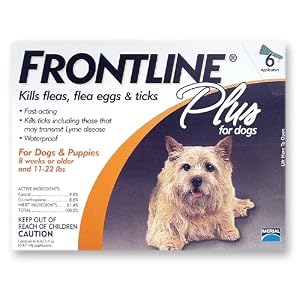 Merial Frontline Plus Flea and Tick Control for Dogs and Puppies, 6 Doses, For Dogs 89 to 132 Pounds