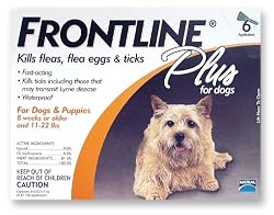 Merial Frontline Plus Flea and Tick Control for 0-to-22-Pound Dogs and Puppies, 6 Doses