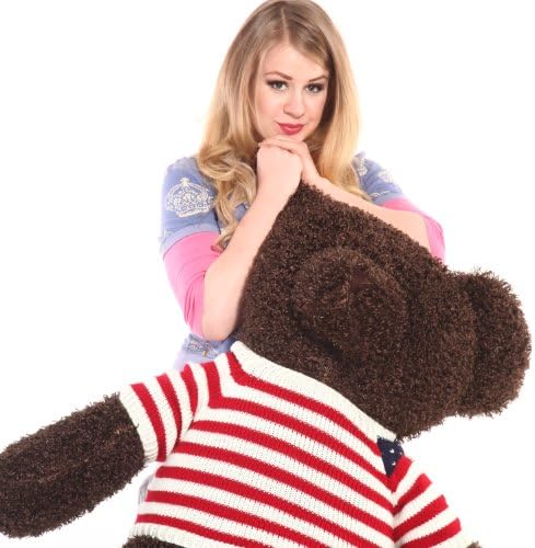 HDYCBlansdi-55"-Giant Huggable and Adorable Smile with wearing white-red sweater Soft stuffed Plush Teddy Bear Deep brown