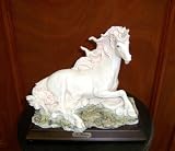 Italy Made Legendary White Unicorn Horse Figurine By Auro Belcari