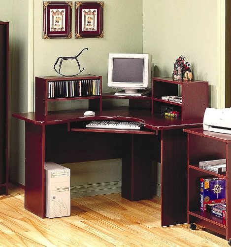 Cherry Finish Corner Computer Desk Office Table Work Station