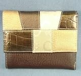 Designer Inspired Bronze/Brown Patchwork Trifold Card Wallet