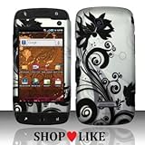 Rubberized Silver Black Vine Flower Snap on Design Case Hard Case Skin Cove ....
