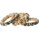 Black Diamond Crystal Stack Ring Trio with Gold Tone Finish