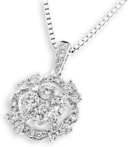 18K/750 White Gold Rhombus Loop Diamond Pendant W/925 Silver Chain(0.81ct, G-H Color, SI1-SI2 Clarity)