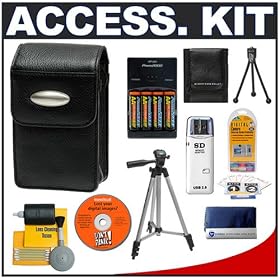 Deluxe Accessory Kit with Soft Leather Case + 4 Batteries and Charger + Tripod + Cameta... by Deluxe