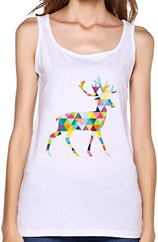 FLLVXP Women's The Colored squares Deer Tank Top 100% Cotton