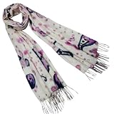 100% Acrylic Watercolor Paisley with Pink Dots Tassel Ends Long Scarf Shawl