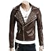 Doublju Mens Casual Studded Bomber Jacket BROWN M (017D)