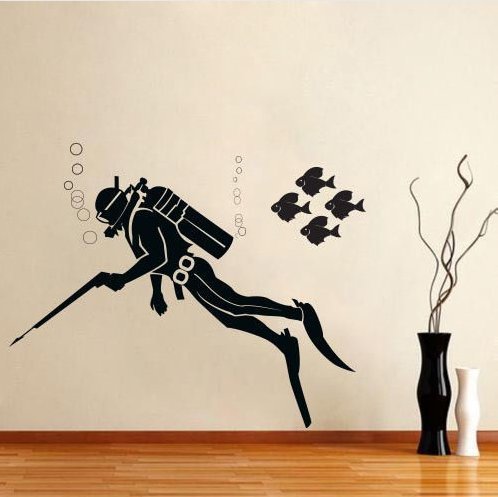 SCUBA DIVER DIVING Extreme Sports Vinyl Wall Sticker Removable Wall Decal Wall paper art mural Home Decor home Decoration (a5)