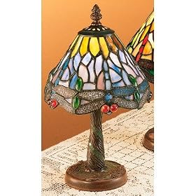Meyda Tiffany 26616 Mini Lamp, Mahogany Bronze Finish with Stained