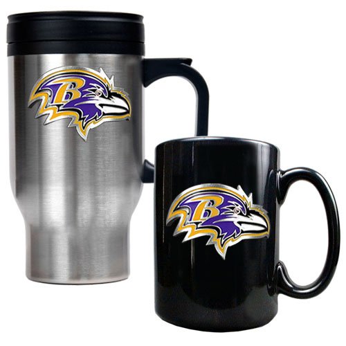 Baltimore Ravens NFL Travel Mug & Ceramic Mug Set - Primary logo