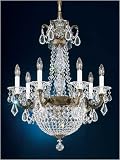 Schonbek 5077-48 La Scala Empire 8 Light Single Tier Chandelier in Antique Silver with Clear Handcut crystal