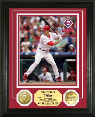 Highland Mint MLB Philadelphia Phillies Chase Utley Gold Coin Photo Mint