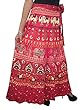 Holiday Skirt- Red Green Printed Long Wrap Skirts Womens Cotton India Clothing