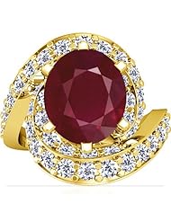 14K Yellow Gold Oval Cut Ruby Fana Designer Ring