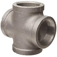 Anvil Malleable Iron Pipe Fitting, Class 150, Cross, NPT Female, Black Finish