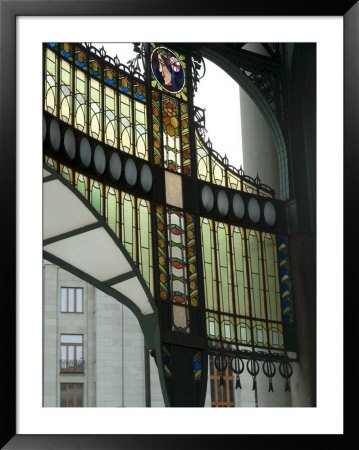 Stained Glass Art Nouveau (Jugendstil) Detail, Municipal House, Prague, Czech Republic Framed Framed Art Poster Print by Ethel Davies, 39x49