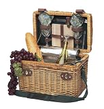 Insulated Two Person Wine & Cheese Basket in Green