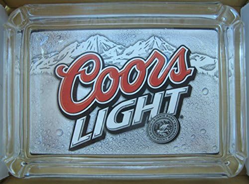 Coors Light Beer Card & Glass Coin Tray / Ashtray / Paperweight