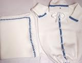 Knitted on Hand Knitting Machine White Cotton Infant Boys Outfit Bunting