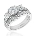 Certified Three-Stone Round Diamond Bridal Set 3ctw