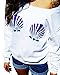 Ybenlow Women's Long Sleeve Chic Seashells Slouchy Pullover Sweatshirt Tops,White,Large
