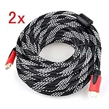 Neewer 2x Mesh Black Premium M/M Gold 50 ft Long HDMI Cable For PS3 1080p 7 ....