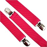 FUCHSIA HOT PINK STRETCH ELASTIC CLIP BRACES SUSPENDERS