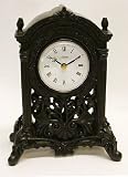 Black Art Deco Filigree Mantel Clock - Antique Reproduction Design