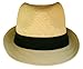 Fedora Hat - Natural Color Straw with Black Band, Natural, One Size