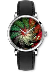 SPRAWL Aanalog Fashion Series Silver Ladies Watches of Genuine Black Leather Strap,Unique Wrist Watch for Women Girls Designed with Spiral leaves three colors