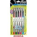 Zebra Pen Z-Grip Flight Stick Smooth Advanced Ink Low Viscosity 1.2mm Fashion Assorted 5-Pack (21875)