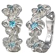 Daisy Chain Aquamarine Cubic Zirconia Platinum Overlay Sterling Silver Hoop Earrings Daisy Chain Aquamarine Cubic Zirconia Platinum Overlay Sterling Silver Hoop Earrings