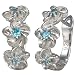 Daisy Chain Aquamarine Cubic Zirconia Platinum Overlay Sterling Silver Hoop Earrings