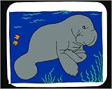 Decorated Mouse Pad with manatee, underwater