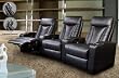 Pavilion Top Grain Leather 3 Seater Home Theater Seating in Black Finish!