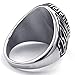 KONOV Mens Crystal Stainless Steel Ring, Classic Oval, Black, Size 9