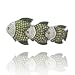 Natural Green and White Diamond Emerald Fish Pin